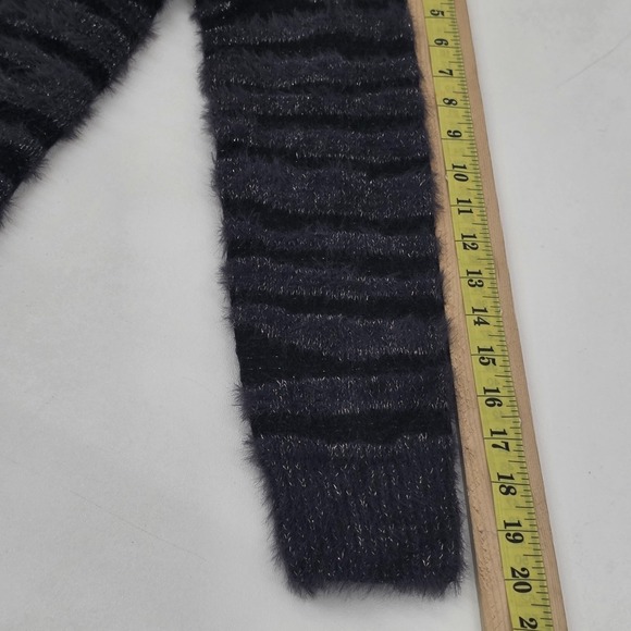 Trucloth Womens XS Metallic Purple Striped Eyelash Open Front Cardigan Boho - Picture 14 of 14